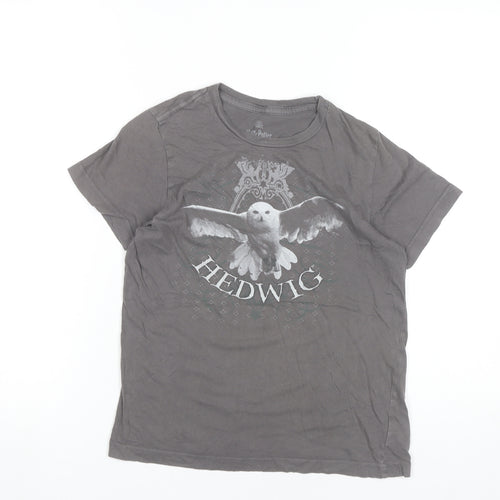 Harry Potter Teens Grey 100% Cotton Hedwig Graphic T-Shirt Size 10