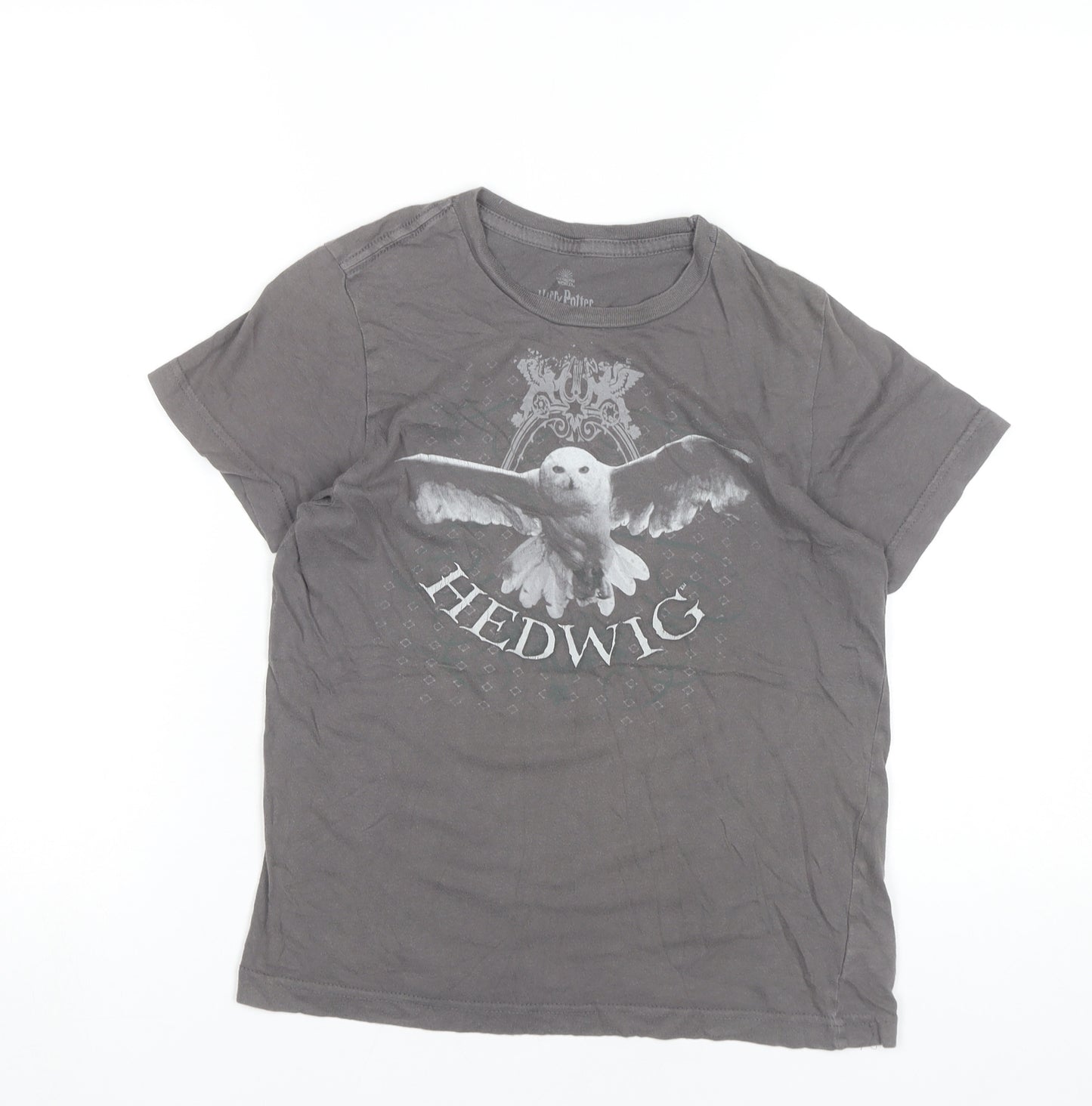 Harry Potter Teens Grey 100% Cotton Hedwig Graphic T-Shirt Size 10
