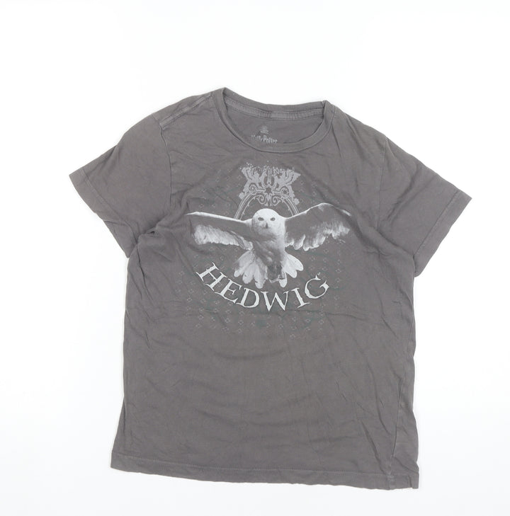 Harry Potter Teens Grey 100% Cotton Hedwig Graphic T-Shirt Size 10