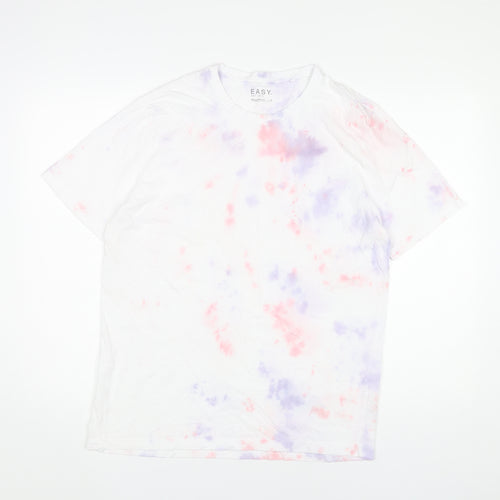 EASY Men’s Multicoloured Tie Dye Cotton T-Shirt Size L Regular Fit