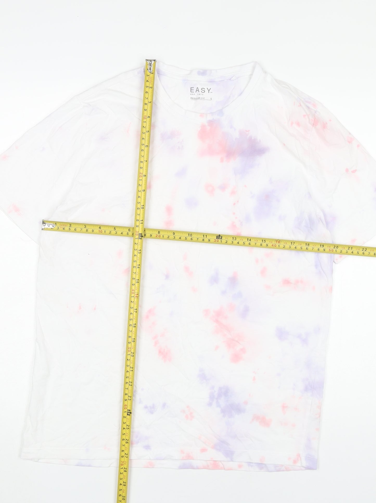 EASY Men’s Multicoloured Tie Dye Cotton T-Shirt Size L Regular Fit