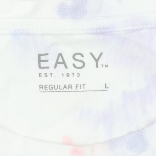 EASY Men’s Multicoloured Tie Dye Cotton T-Shirt Size L Regular Fit