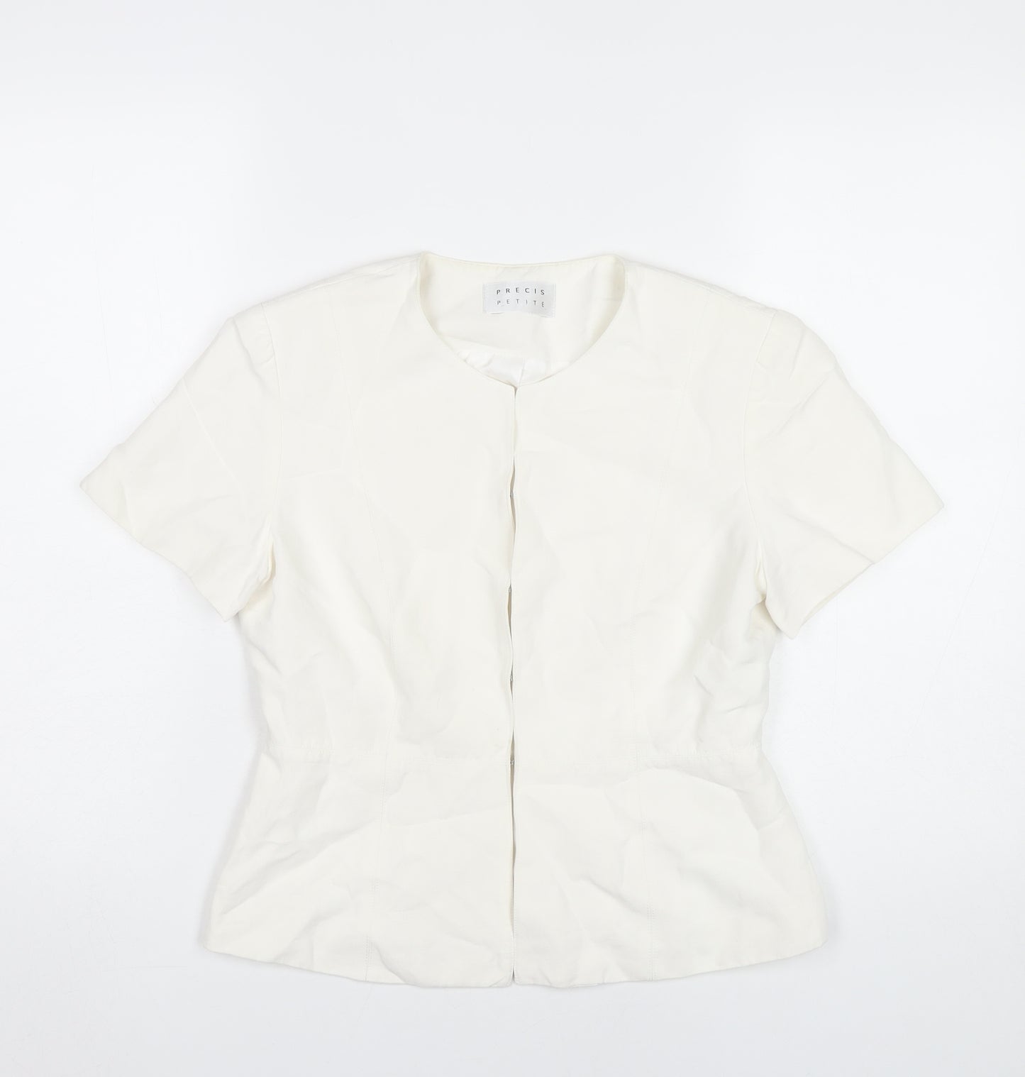 Precis Petite Womens Ivory Linen Blend Blazer Jacket Size 10