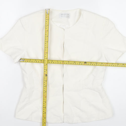 Precis Petite Womens Ivory Linen Blend Blazer Jacket Size 10