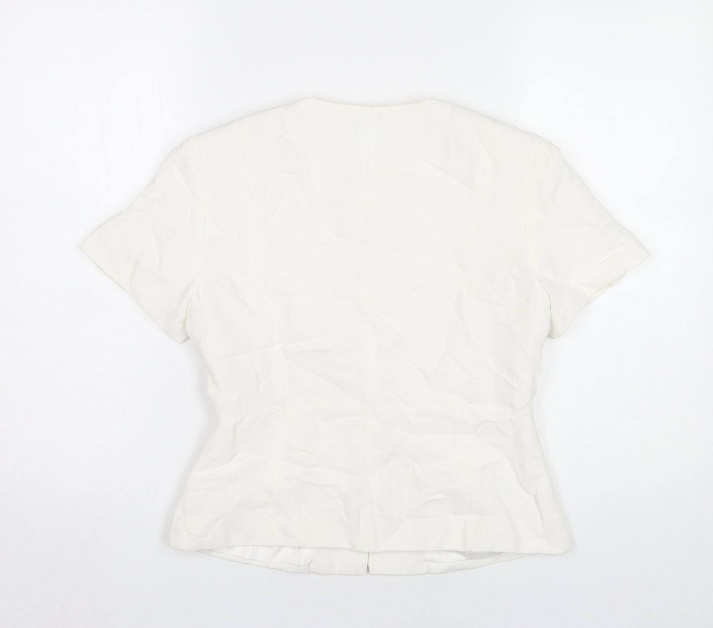 Precis Petite Womens Ivory Linen Blend Blazer Jacket Size 10