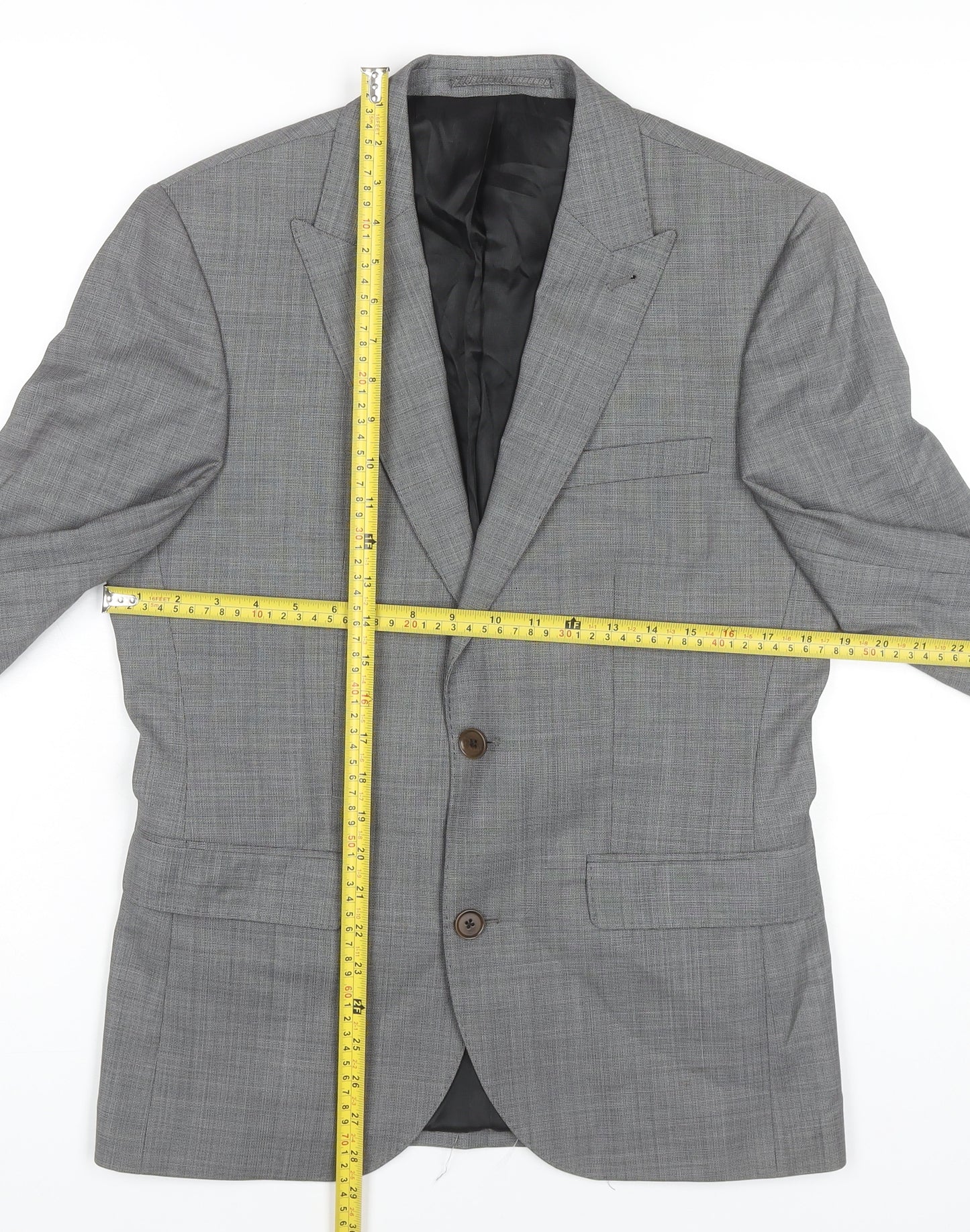 Next Men’s Grey Wool Blend Blazer Jacket 38 Short Formal Suit