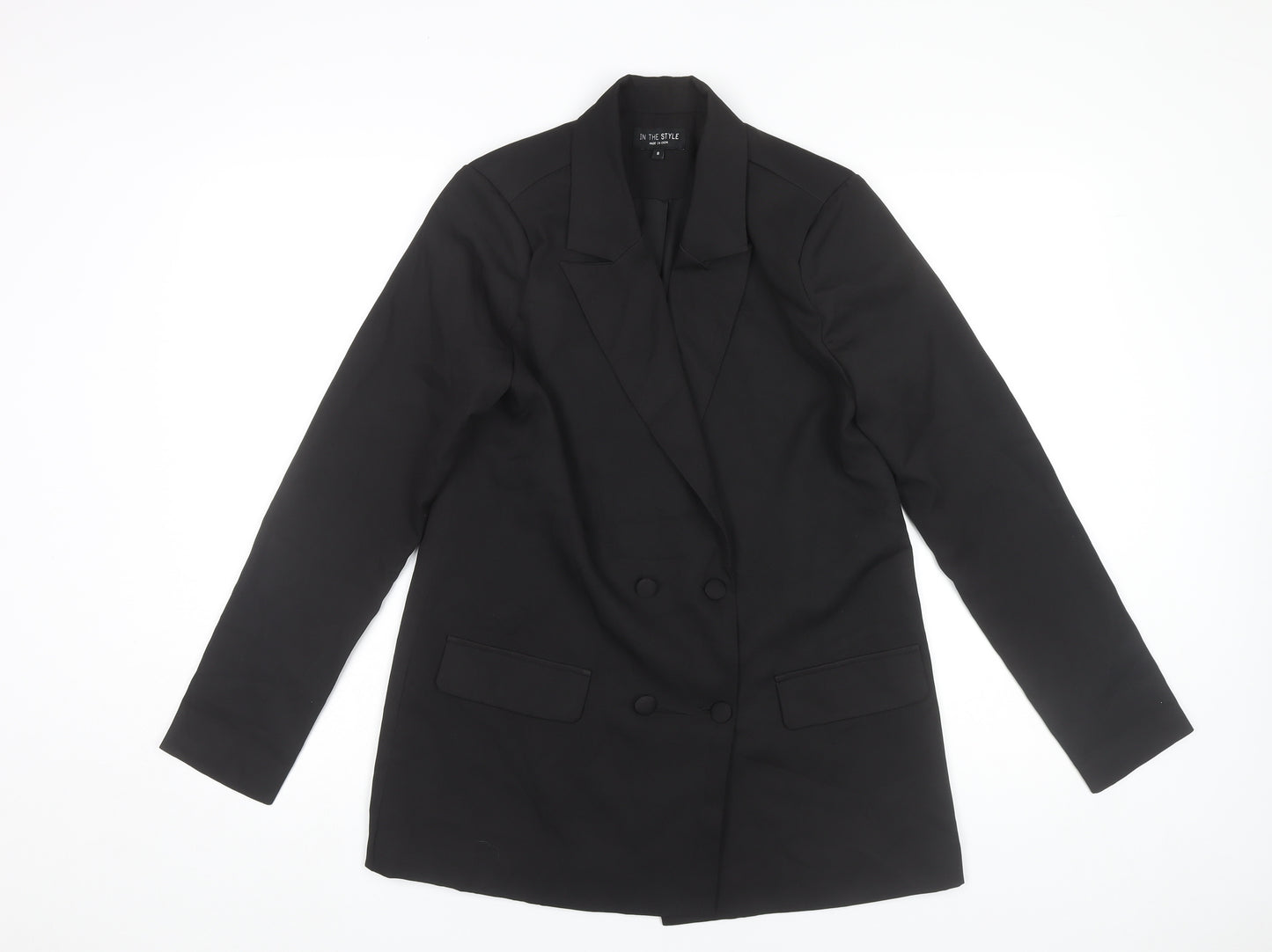 In The Style Women Black Size 8 Double-Breasted Blazer Jacket