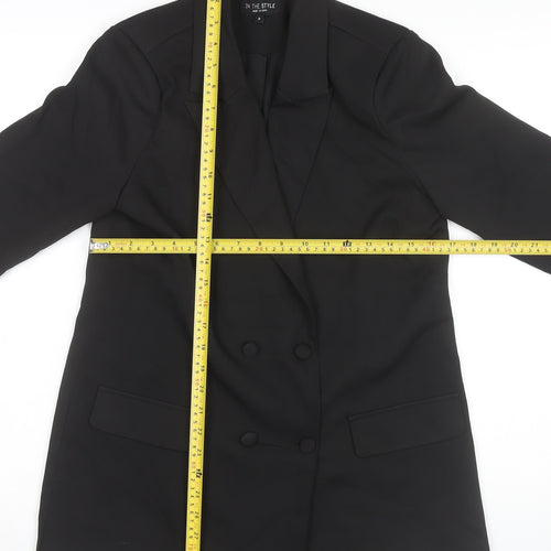 In The Style Women Black Size 8 Double-Breasted Blazer Jacket