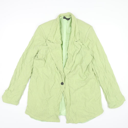 PrettyLittleThing Women’s Green Blazer UK 12 Linen Viscose Workwear