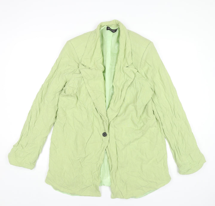 PrettyLittleThing Women’s Green Blazer UK 12 Linen Viscose Workwear