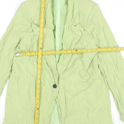 PrettyLittleThing Women’s Green Blazer UK 12 Linen Viscose Workwear