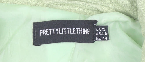 PrettyLittleThing Women’s Green Blazer UK 12 Linen Viscose Workwear