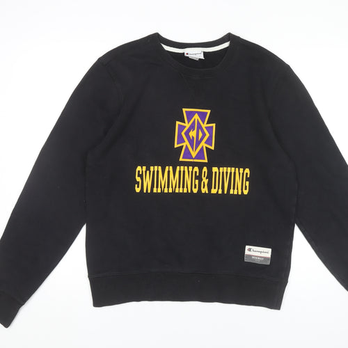 Champion Men’s Black Small Pullover Sweatshirt Swimming & Diving Graphic