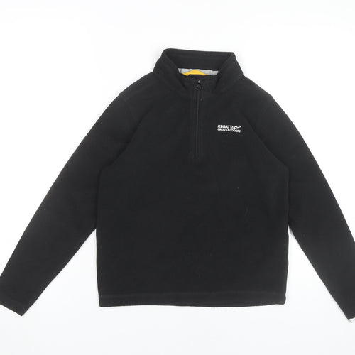 Regatta Boys Black Fleece Pullover Sweatshirt 11-12 Years 1/4 Zip Outdoor