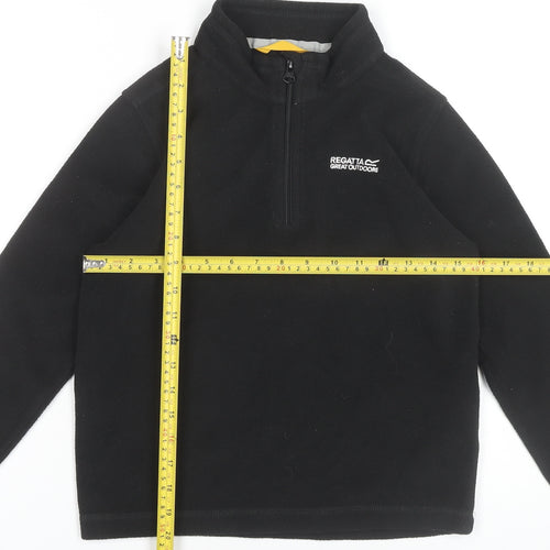Regatta Boys Black Fleece Pullover Sweatshirt 11-12 Years 1/4 Zip Outdoor