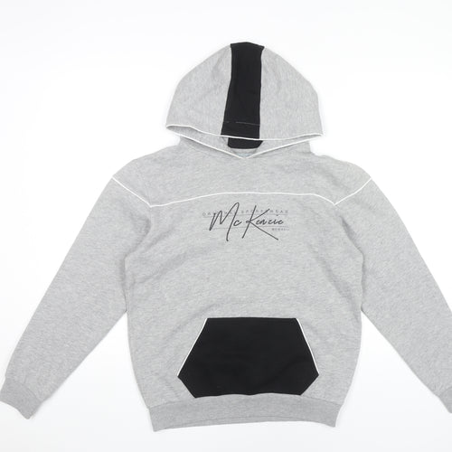 McKenzie Boys Grey Hoodie 13-15 Years Pullover Logo Sportswear