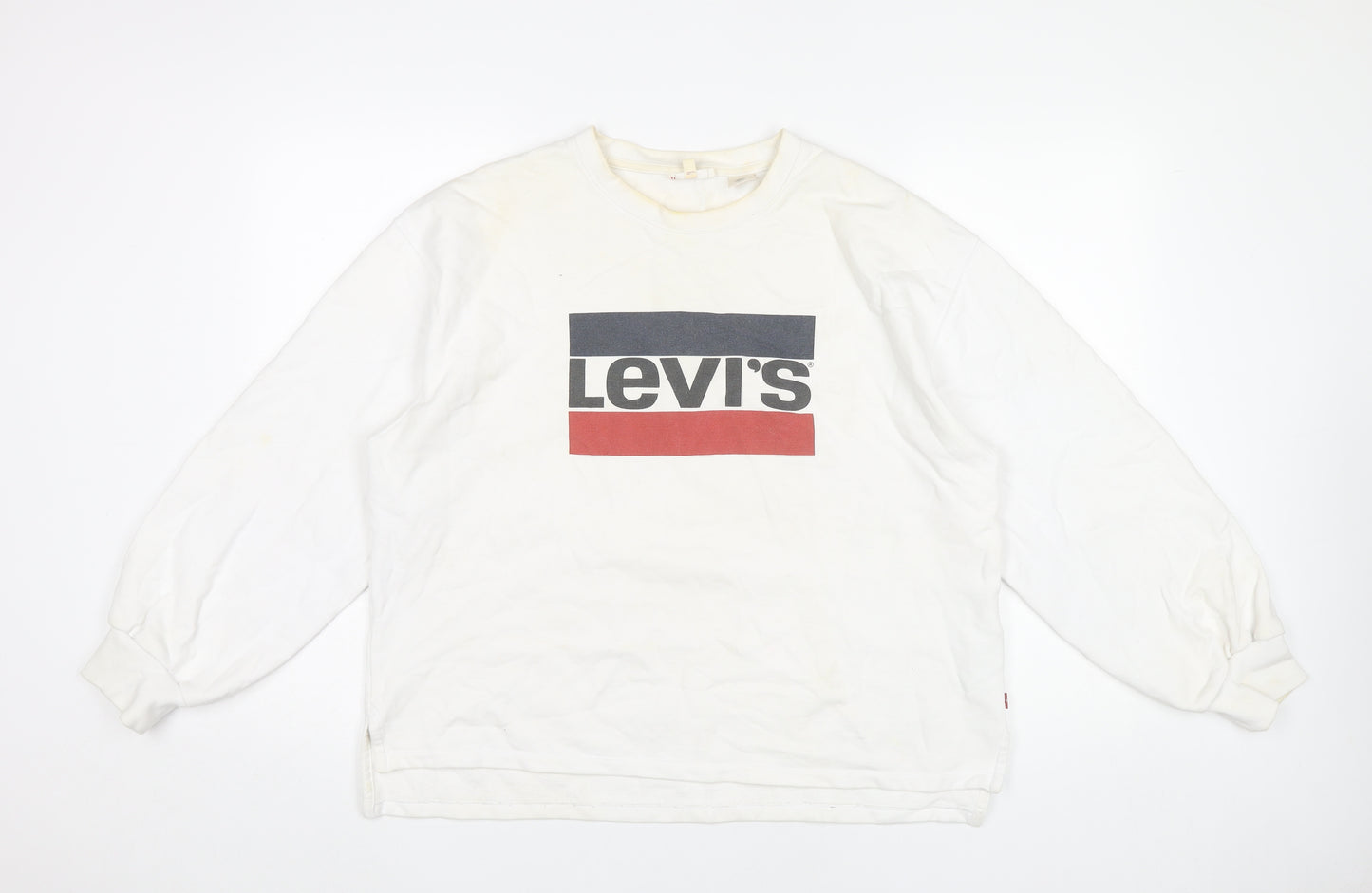 Levi's Women's White Small Logo Pullover Sweatshirt Long Sleeve
