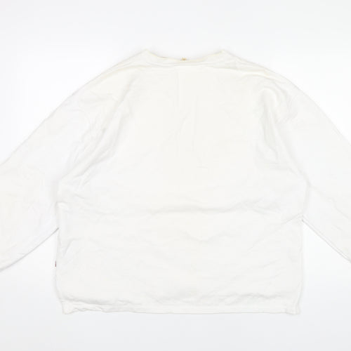Levi's Women's White Small Logo Pullover Sweatshirt Long Sleeve