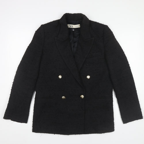 Zara Womens Black Blazer XS Mid-Length Classic Button Jacket