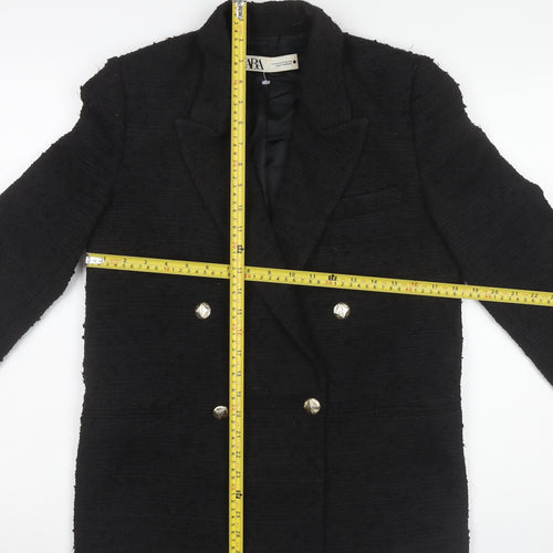 Zara Womens Black Blazer XS Mid-Length Classic Button Jacket