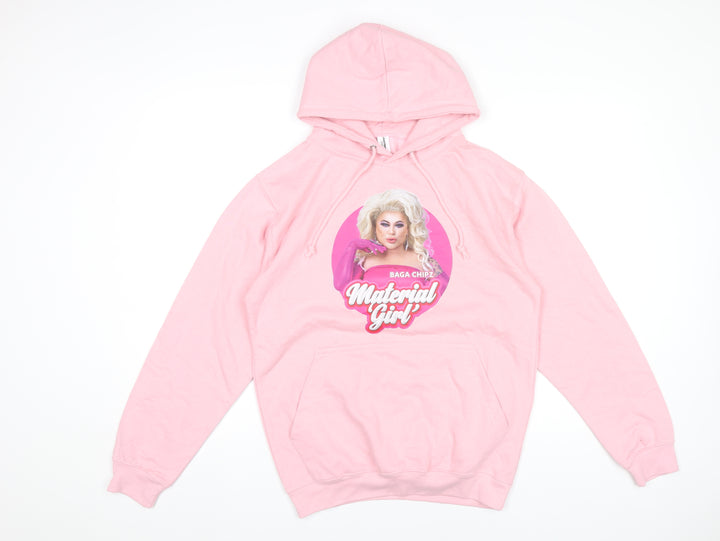 Just Hoods Womens Pink Hoodie Small Baga Chipz Material Girl Graphic