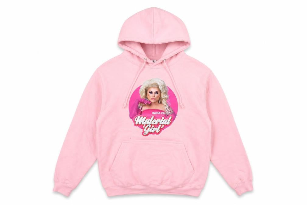 Just Hoods Womens Pink Hoodie Small Baga Chipz Material Girl Graphic