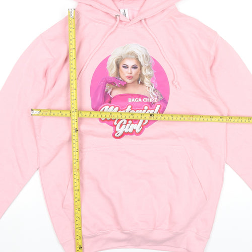 Just Hoods Womens Pink Hoodie Small Baga Chipz Material Girl Graphic