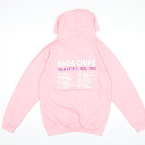 Just Hoods Womens Pink Hoodie Small Baga Chipz Material Girl Graphic