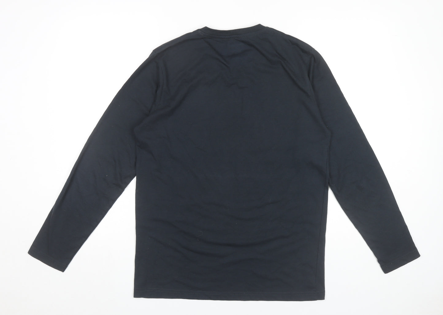 Bumchums Men’s Black Long Sleeve V-Neck Cotton T-Shirt Size L