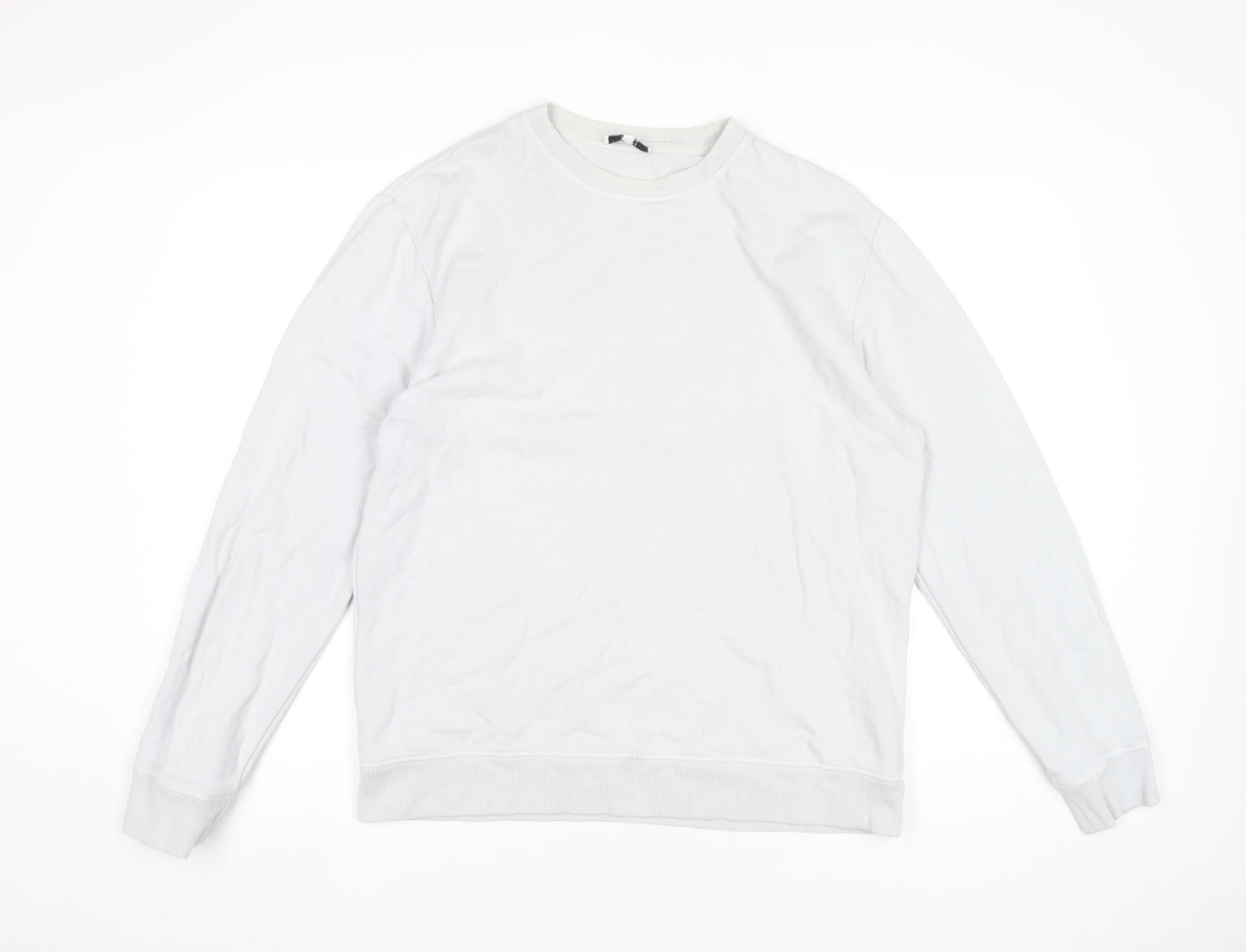 Reiss Men's White Cotton Crew Neck Pullover Sweatshirt Size L