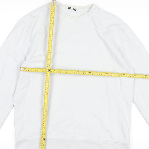 Reiss Men's White Cotton Crew Neck Pullover Sweatshirt Size L