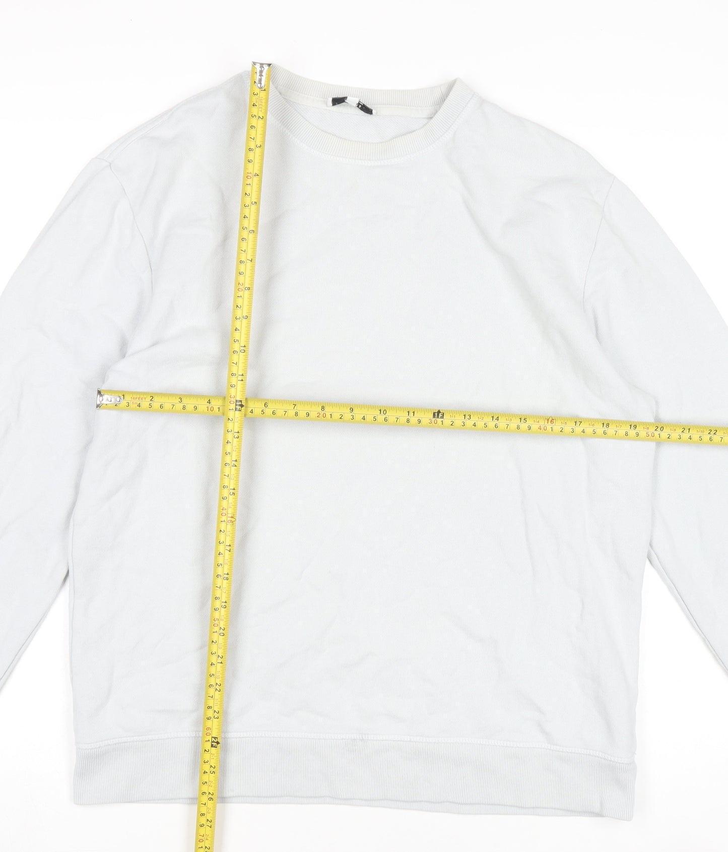 Reiss Men's White Cotton Crew Neck Pullover Sweatshirt Size L