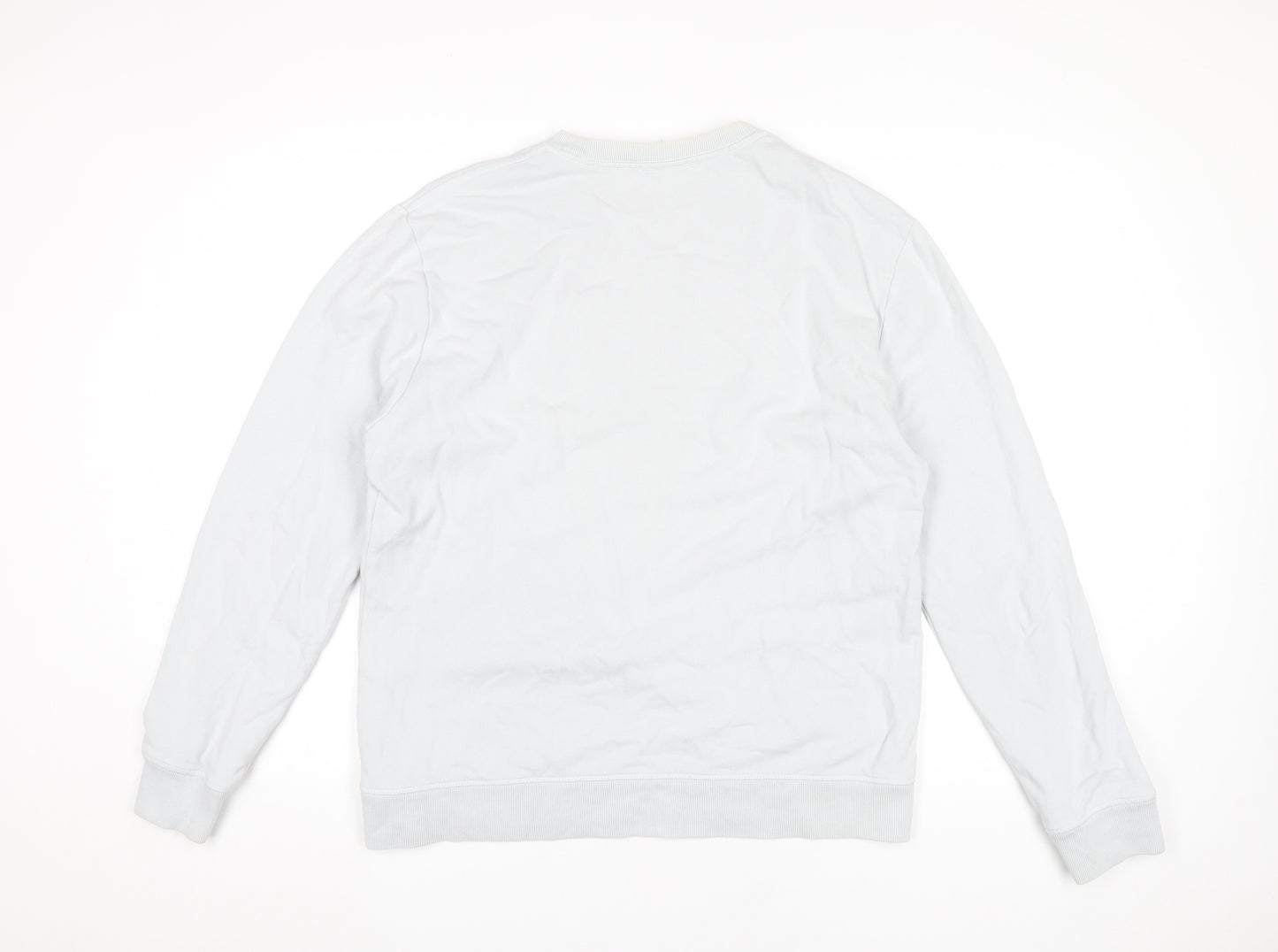 Reiss Men's White Cotton Crew Neck Pullover Sweatshirt Size L