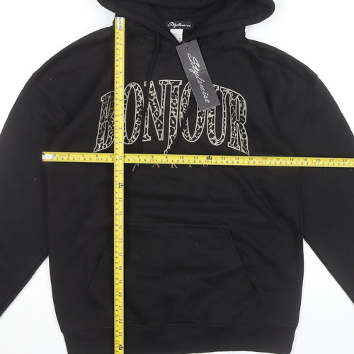 Stylewise Women’s Black XS Pullover Hoodie Bonjour Paris Logo