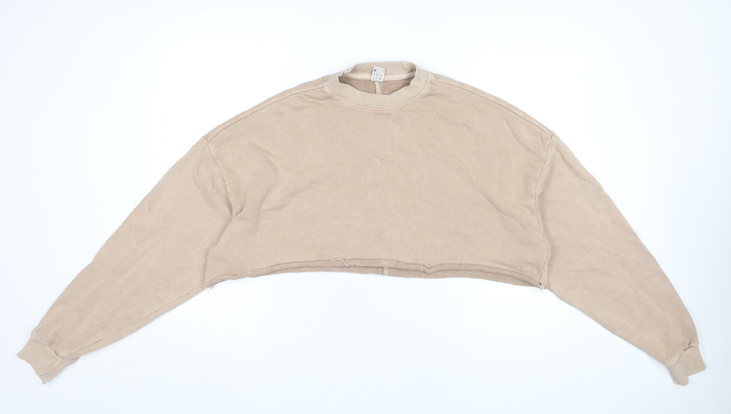 Reebok Womens Beige Pullover Sweatshirt M Casual Athletic