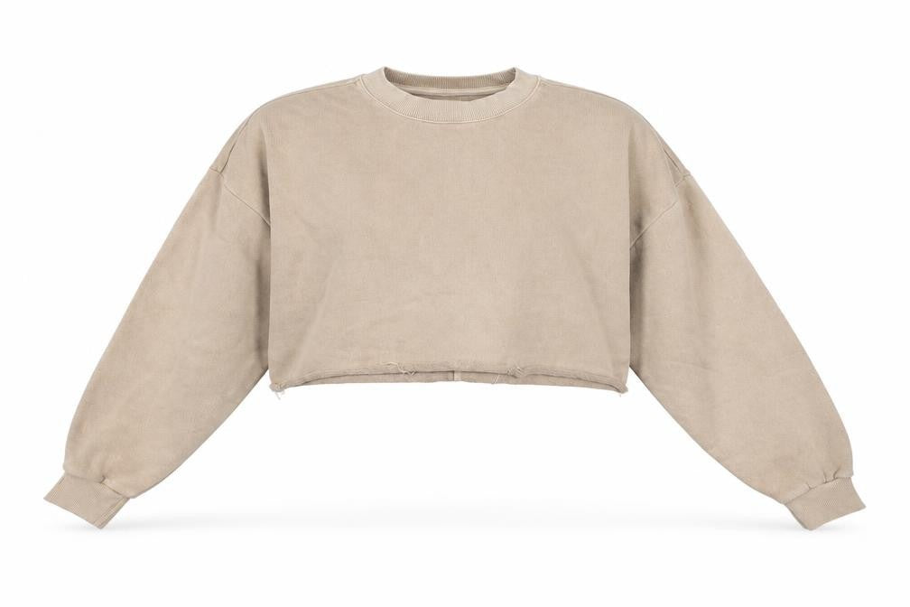 Front view of Reebok women’s beige pullover sweatshirt m casual athletic