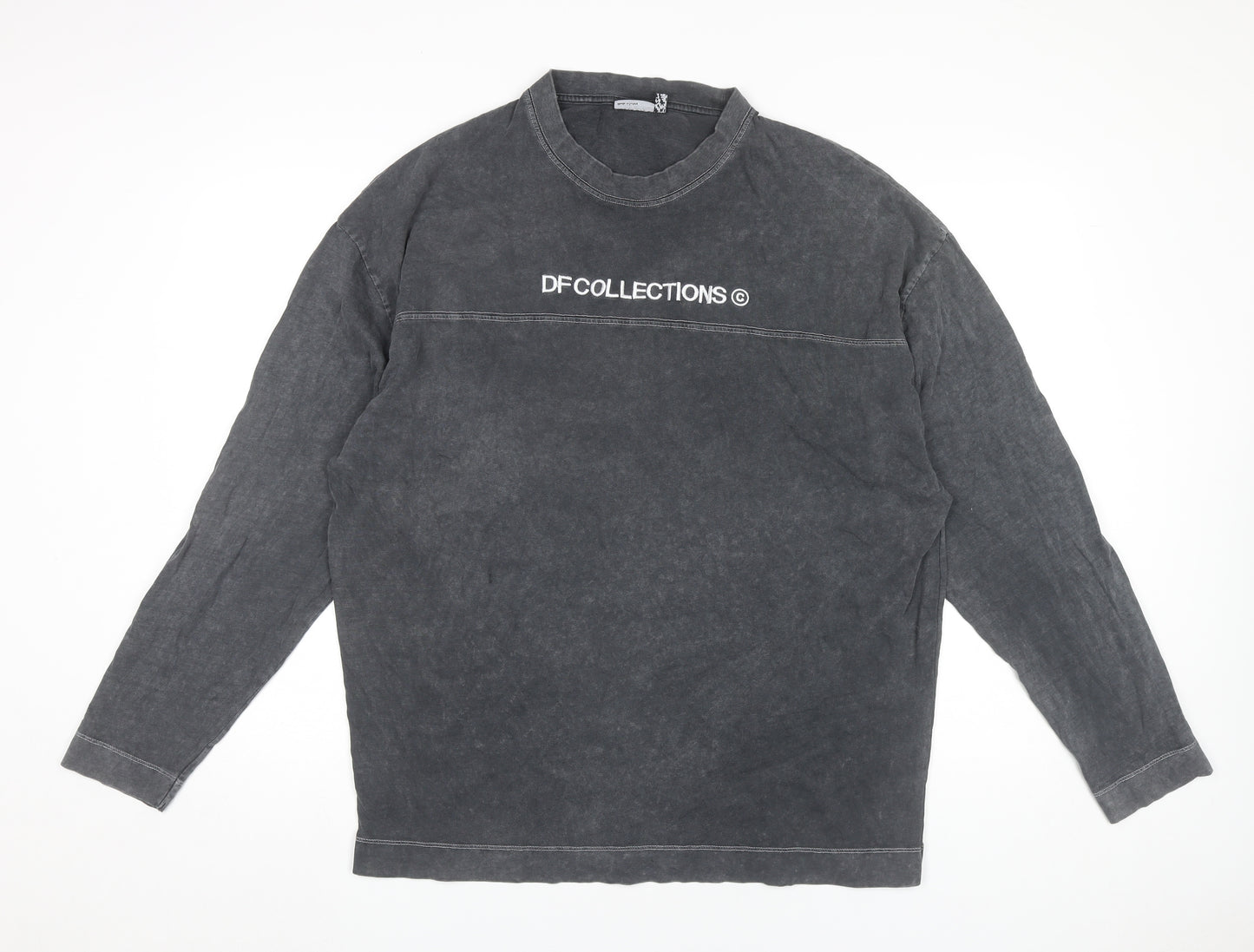 ASOS Design Men’s Black Long Sleeve Cotton Crew Neck Logo T-Shirt Size M