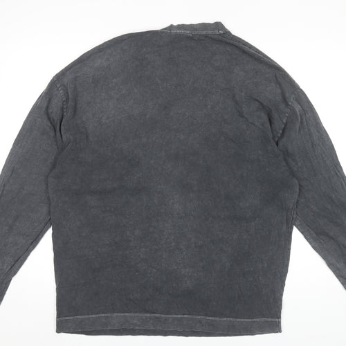 ASOS Design Men’s Black Long Sleeve Cotton Crew Neck Logo T-Shirt Size M
