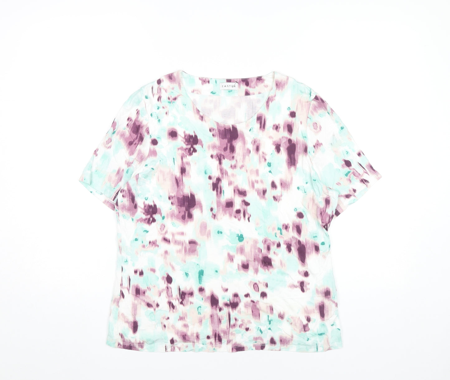 Eastex Women’s Multicoloured Abstract T-Shirt UK 14 Viscose Blend