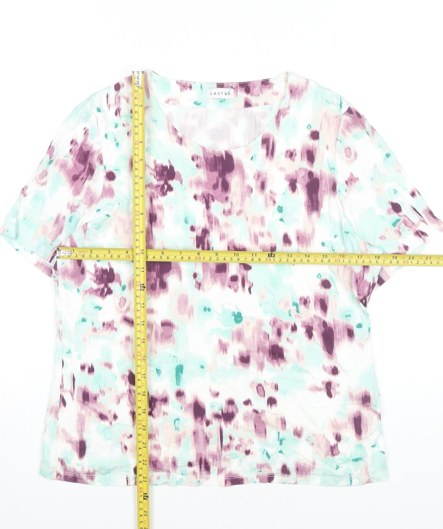Eastex Women’s Multicoloured Abstract T-Shirt UK 14 Viscose Blend