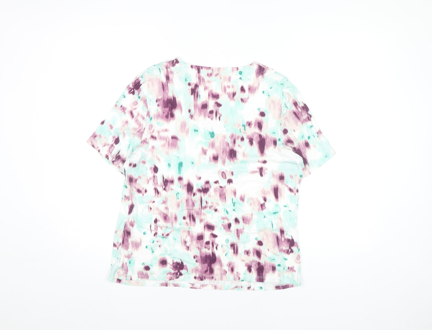 Eastex Women’s Multicoloured Abstract T-Shirt UK 14 Viscose Blend