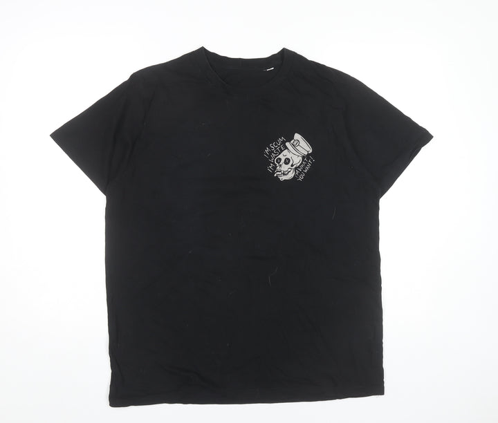 Stanley/Stella Men Black L Skull Snake Rock Graphic T-Shirt