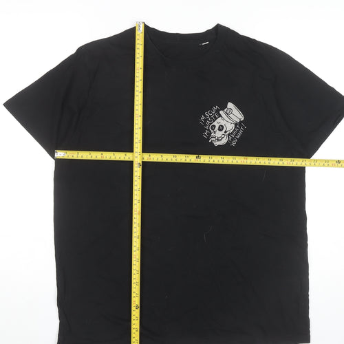 Stanley/Stella Men Black L Skull Snake Rock Graphic T-Shirt