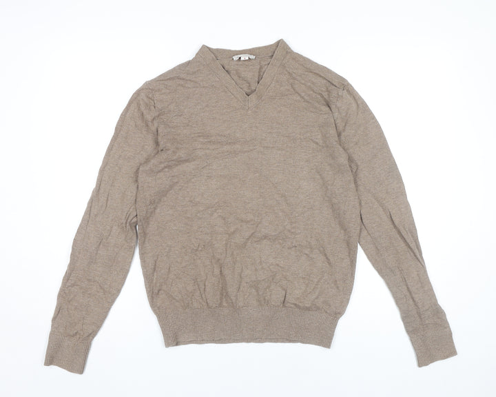 Gap Mens Beige V-Neck Cotton Pullover Jumper Size M