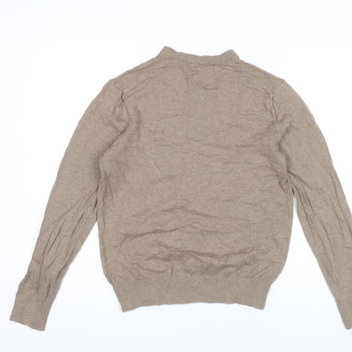 Gap Mens Beige V-Neck Cotton Pullover Jumper Size M