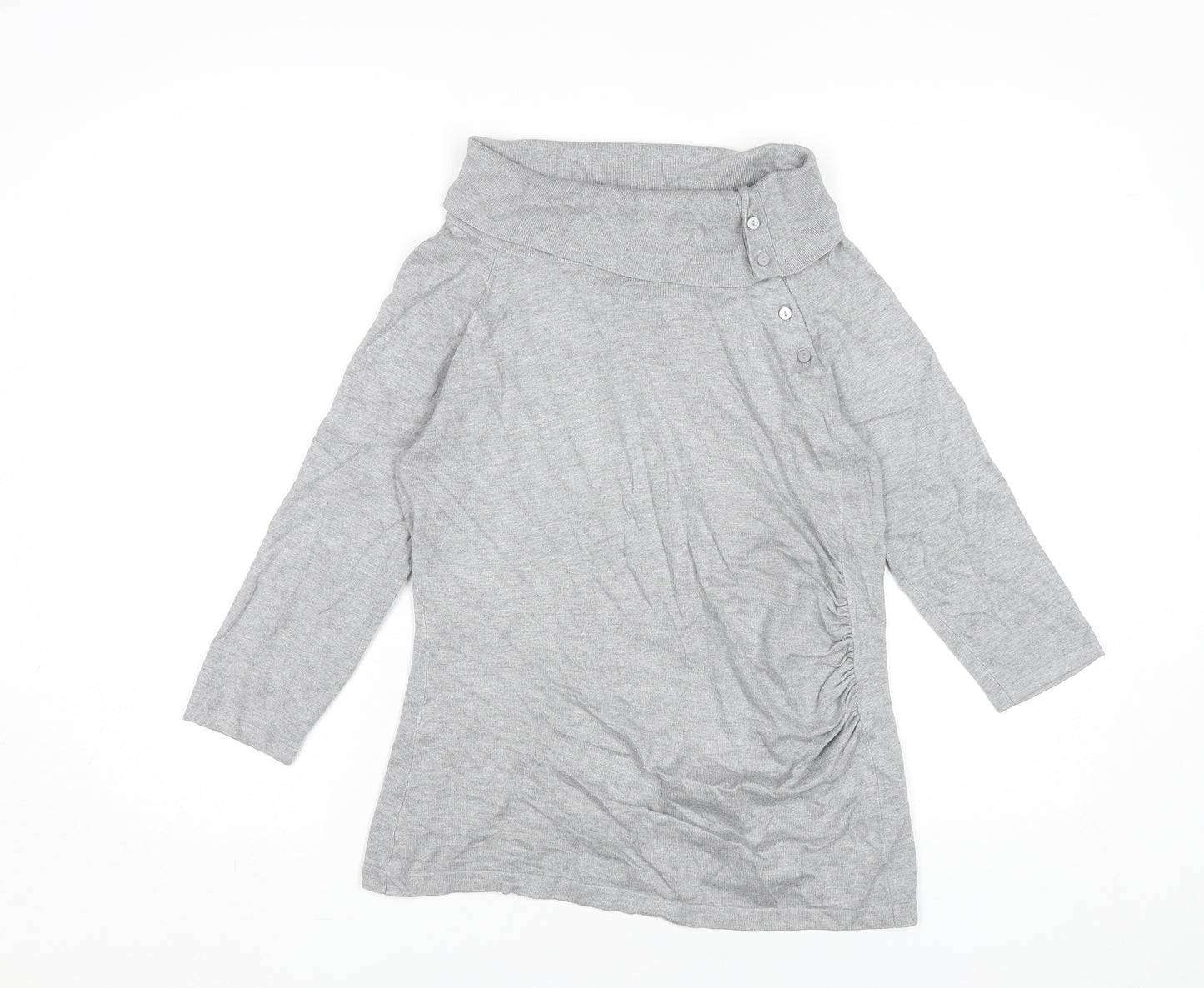 Phase Eight Women Grey Size 12 Cowl Neck Knit Tunic Jumper