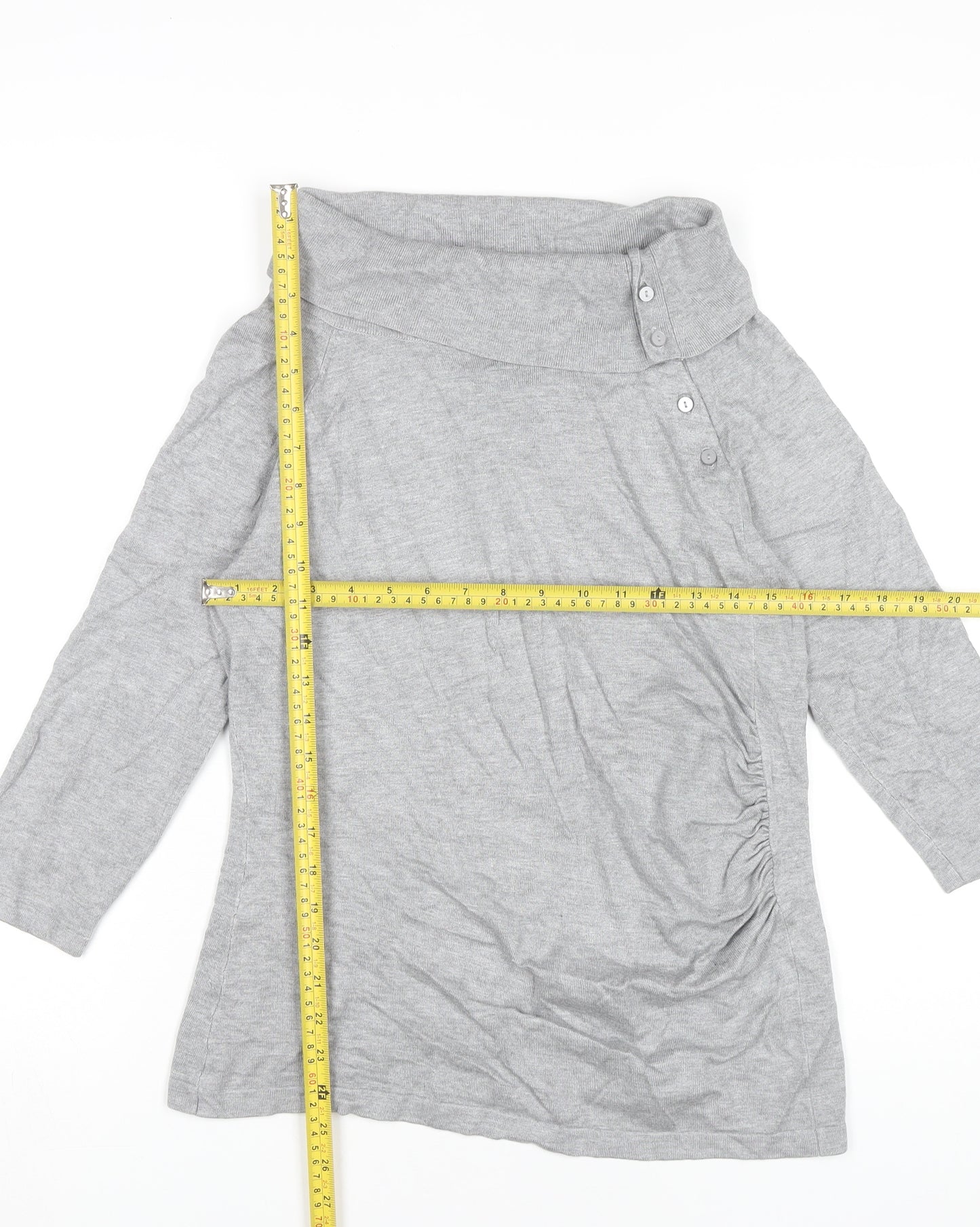 Phase Eight Women Grey Size 12 Cowl Neck Knit Tunic Jumper