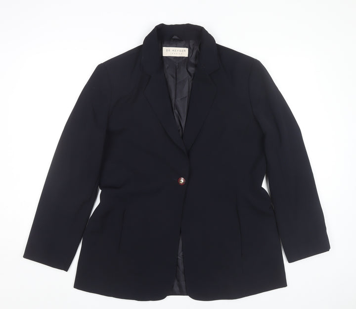 De Keyser Women Black Size 18 Single-Breasted Blazer Jacket