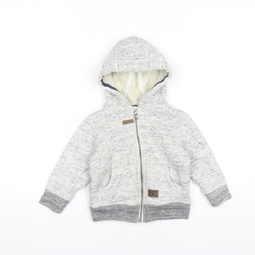 Next Unisex Baby Grey Hooded Jacket 18-24 Months Polyester Cotton Zip