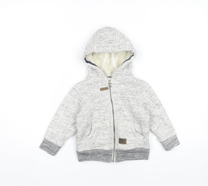Next Unisex Baby Grey Hooded Jacket 18-24 Months Polyester Cotton Zip
